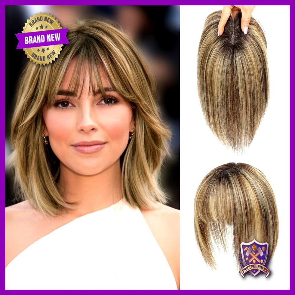 Human Hair Topper With Bangs For Thinning Hair 10 Inch Real Hairpiece